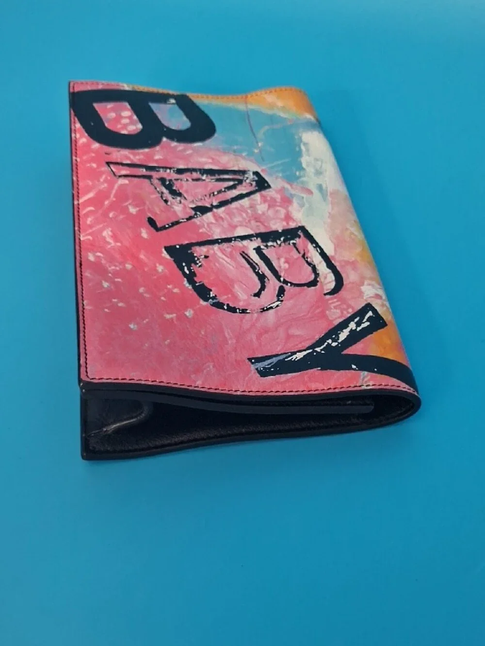 Saint Laurent Paris Colorful 'BABY' Graphic Pink Multi Clutch
